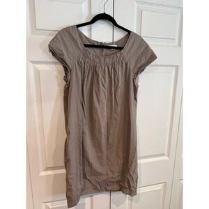 Vince Taupe Minimalist Natural Capsule Gathered Neck Dress Lightweight